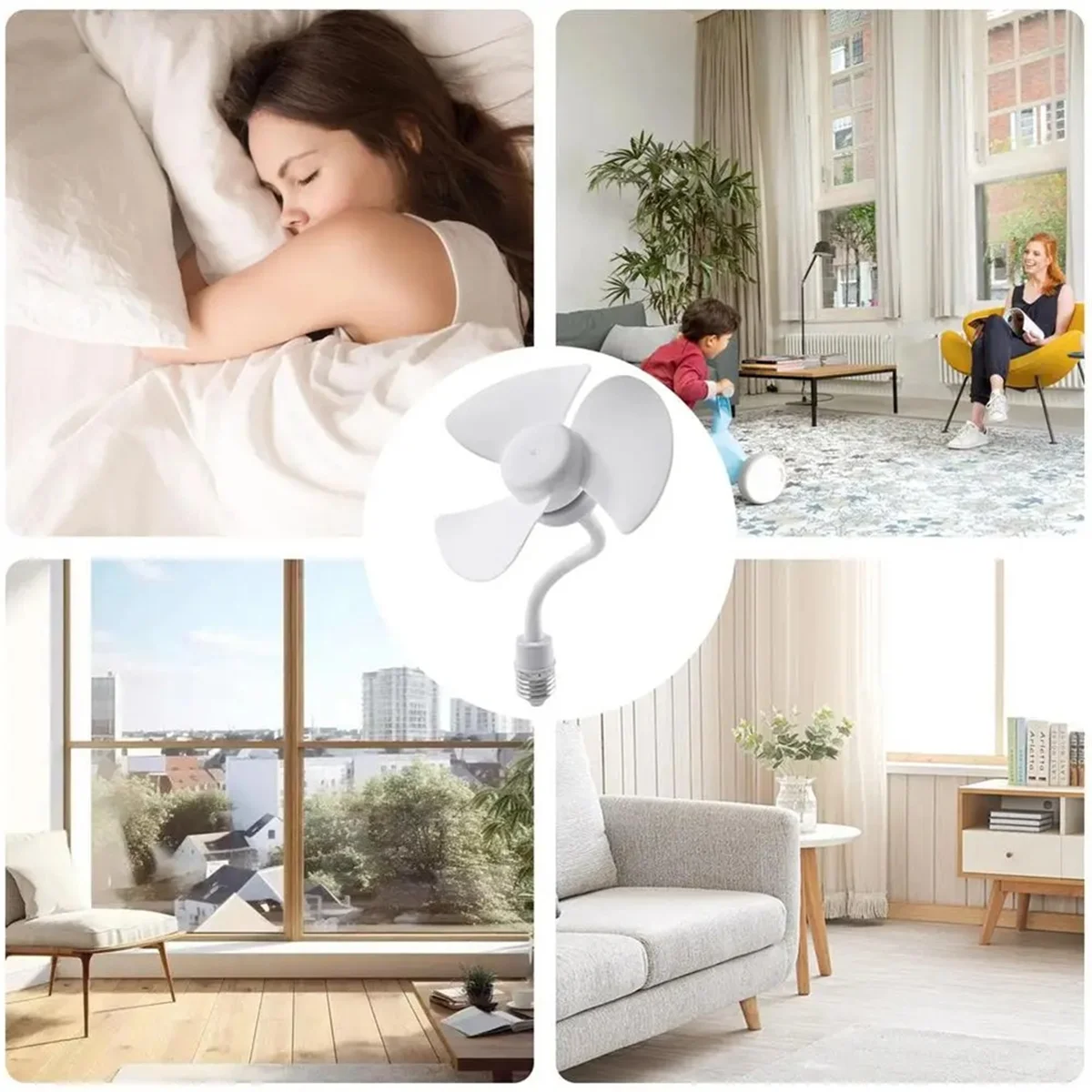 small fan Screw in Socket Fan Compact Ceiling Cooler Fan Screw in Cooling Fan Quiet Small Tabletop Fan for Bedroom Kitchen Study