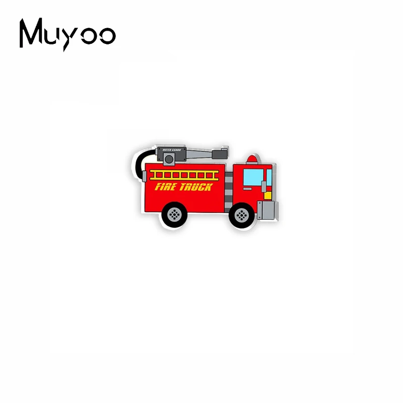 2023 New Arrival Fashion Cartoon Fire Truck Car Graffiti Handcraft Epoxy Acrylic Resin Lapel Pins Badge Pin