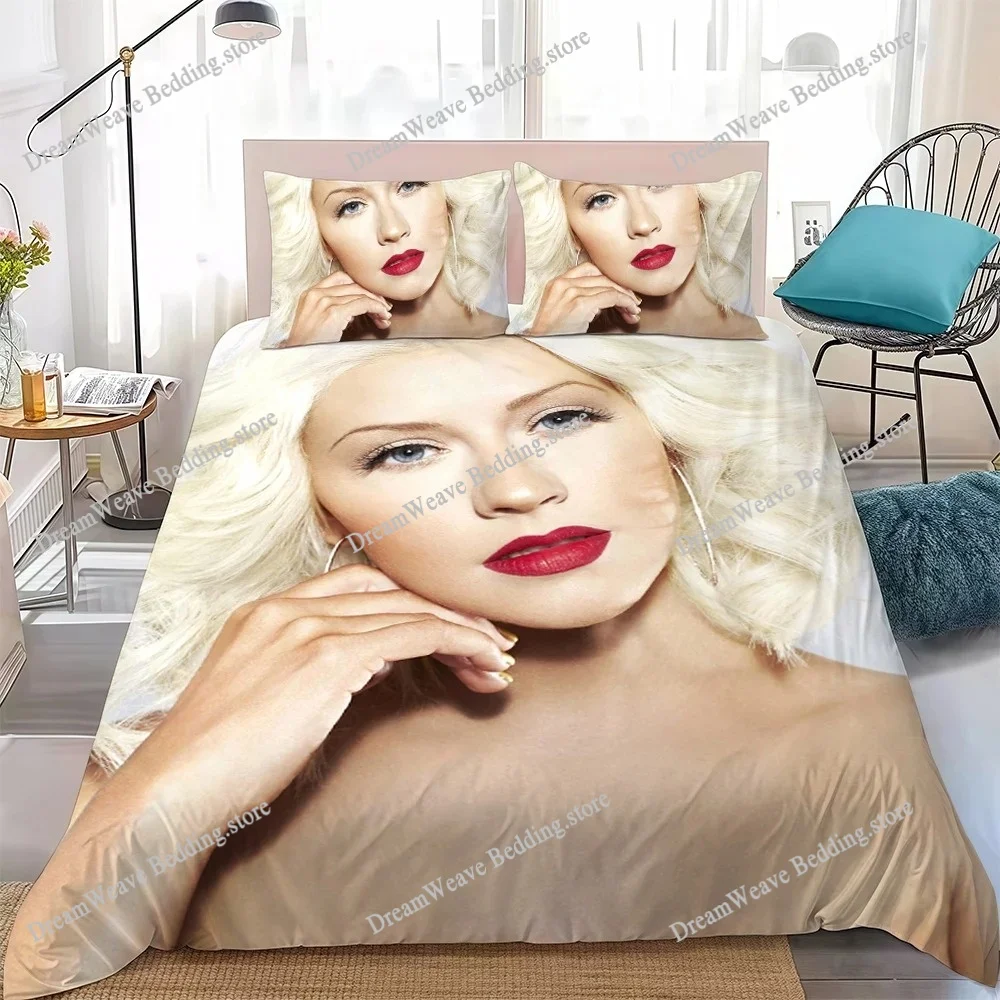 

Christina Aguilera Duvet Cover Set Home Style Bedding Soft Laundry Cotton Bed Student Dormitory Gift