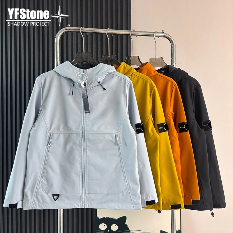 

YFSTONE модная каменная осенне-зимняя водонепроницаемая ветрозащитная куртка с мягкой молнией и несколькими молниями, мужская повседневная одежда из полиэстера и нейлона...