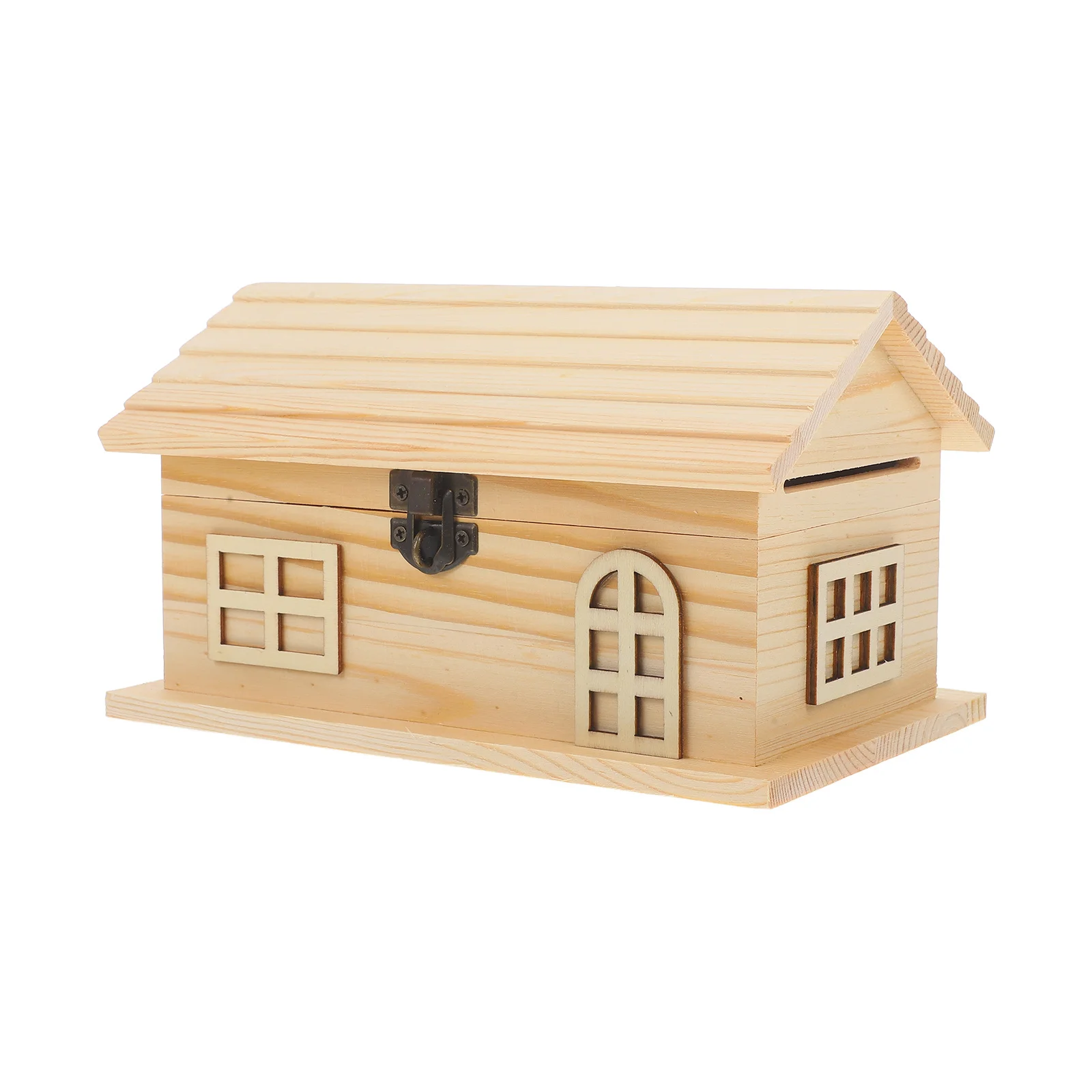 Tirelire de maison en bois inachevé, boîte d'économie d'argent pour décoration de chambre d'enfants, cadeau artisanal, peindre votre propre tirelire