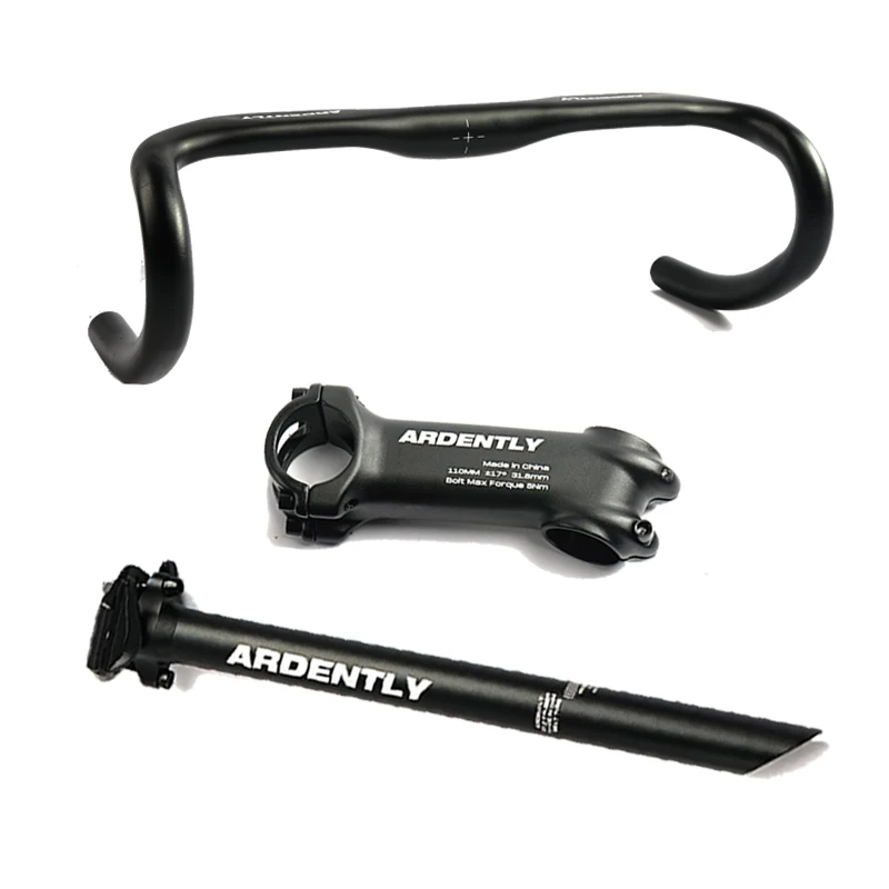 Ardly NEW Bike manubrio + stelo + tubo del sedile ciclismo pista a scatto fisso set di barre per biciclette accessori per ciclismo su strada a velocità singola