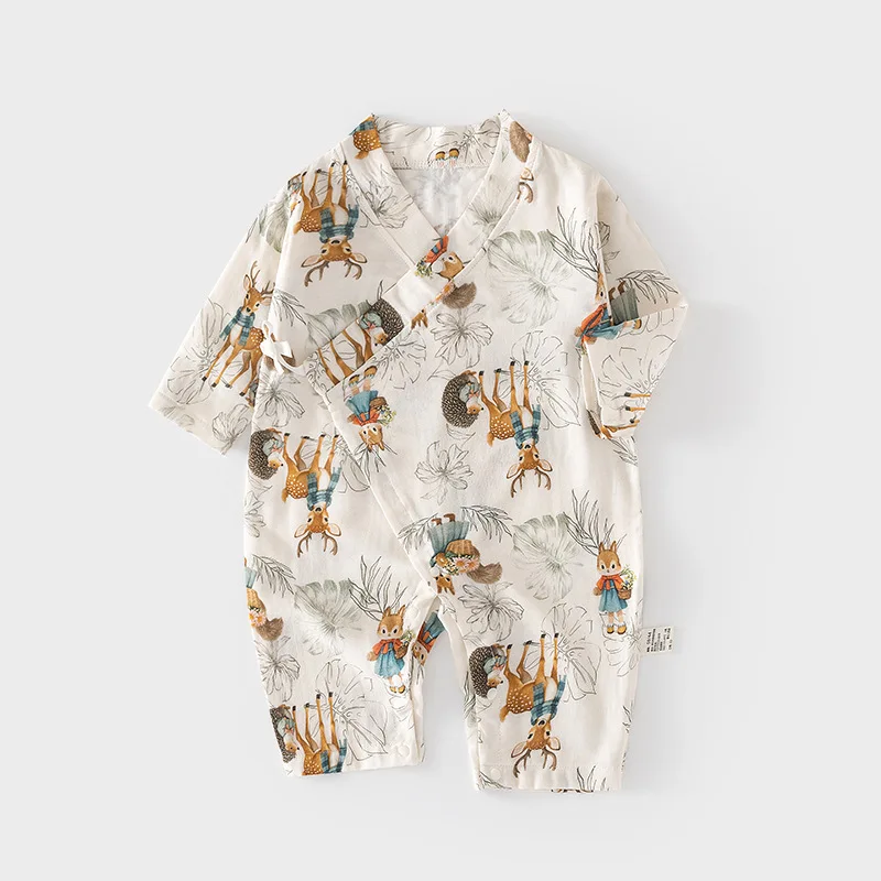 

Детский комбинезон из ультратонкой марли с длинным рукавом, из чистого хлопка, для детей, летняя одежда для кондиционированных помещений, ромпер для новорожденных