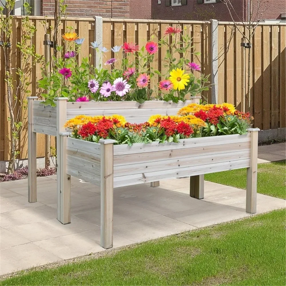 2-Tire Garden Bed Wooden Planter Box 45.25