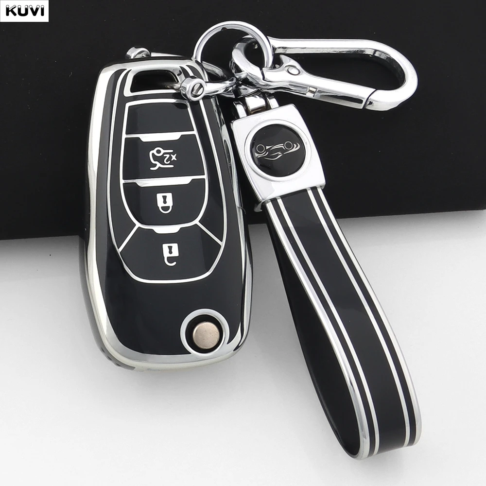 Funda con tapa para llave de coche de TPU, soporte de carcasa, llavero Fob para Chevrolet Spin Entered Cobalt Cross Captiva Onix Onyx LTZ, accesorios