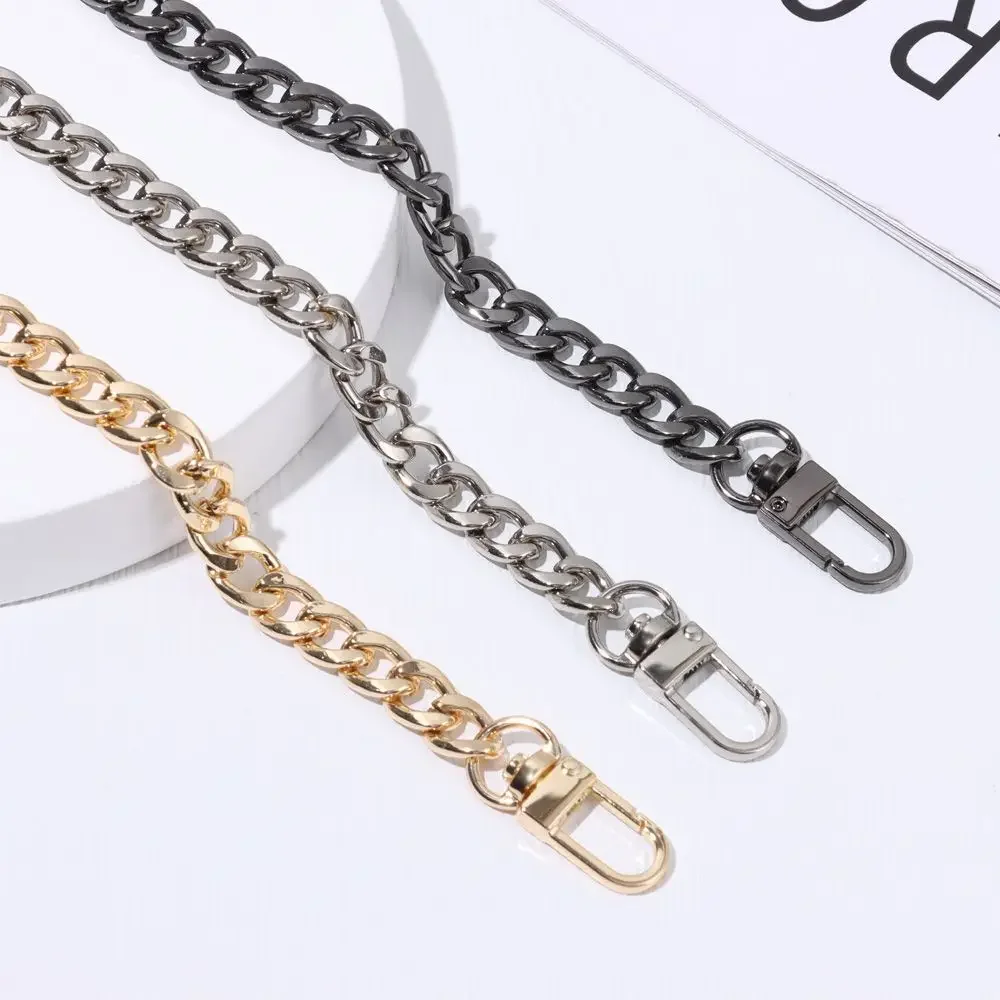DIY Metal Flat Chain Mini Purse Chain with Metal Buckle for Messenger Bag Purse Strap Extender Handbag Accessory