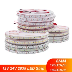 5M 10M 2835 LED Strip Light 12V 24V Warm White Red Green Blue Orange Pink Yellow 120 180 LEDs Fiexible Tape DC Home Lighting