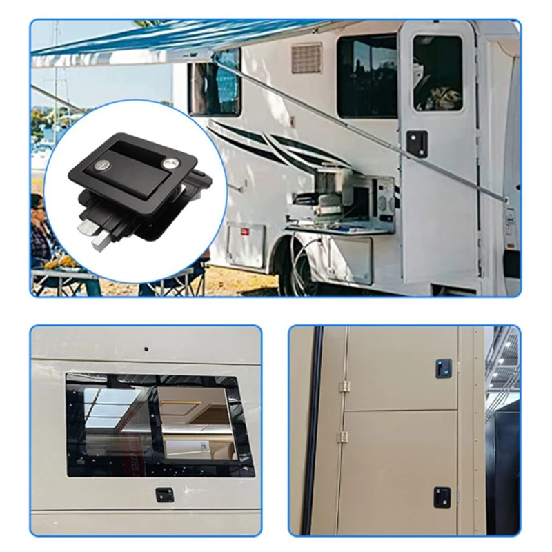 RV Lock Caravan Door Handle Lock Cabin Panel Lock Double Insurance Anti-Theft Portable For RV Camper Caravan