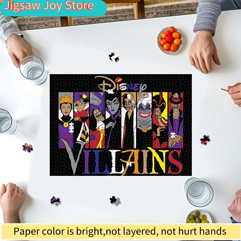 1000 pièces de puzzle en mosaïque fait main - Méchants de dessins animés : Maleficent, Ursula, Cruella, Jafar - Carton durable, puzzle sans couture