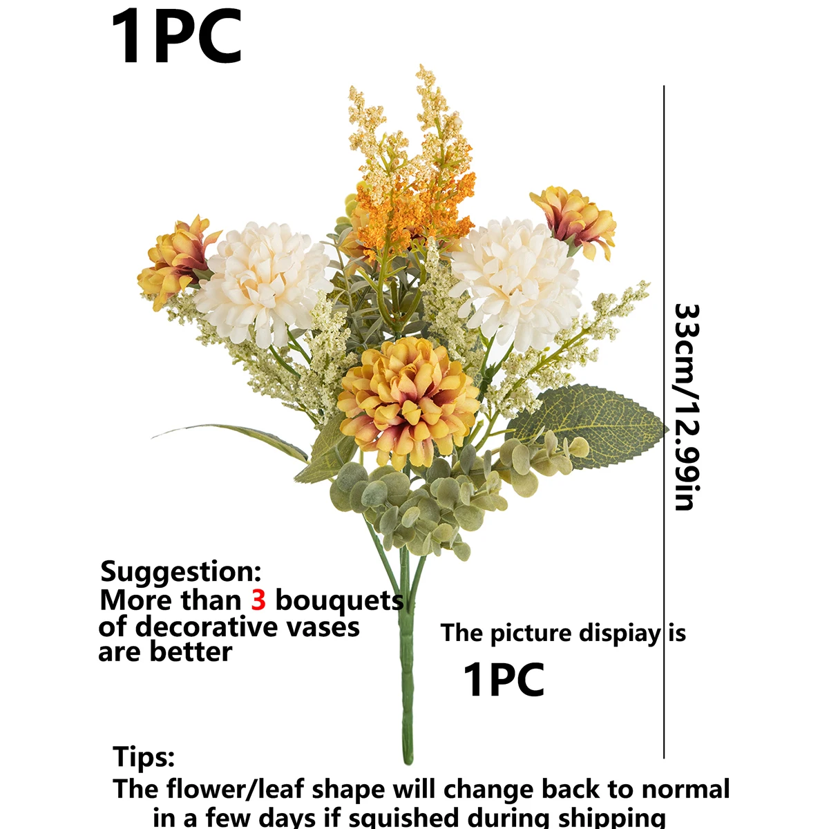 6 Stück Künstliche Blumen Seidenkugel-Chrysanthemen Heimdekoration Herbstdekoration Hochzeitstisch-Mittelstück Künstlicher Brautstrauß DIY-Geschenke – Detail 4