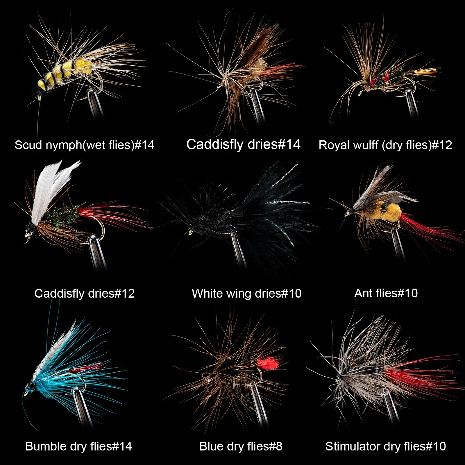 Goture Fly Fishing Flies Assortment Kit Dry Wet Nyphms Tenkara Popper Streamer Woolly Bugger for Trout Bass Steelhead with Box