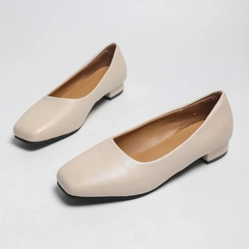New Flat Women Loafers Simple Low Heels Office Work Casual Shoes Slip on Flat Footwear Ladies Square Toe Shoes Work Shoes view 2