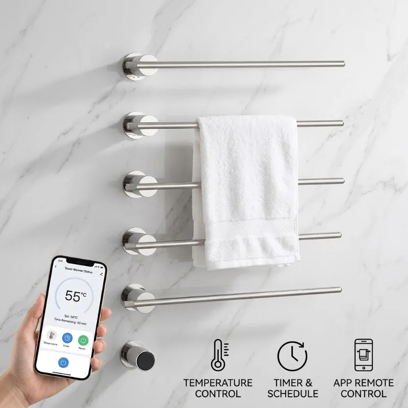 Wholesales Multi Layered Battery Operated Towel Warmer Rack Holder Chrome Wall Mounted Towel Rack