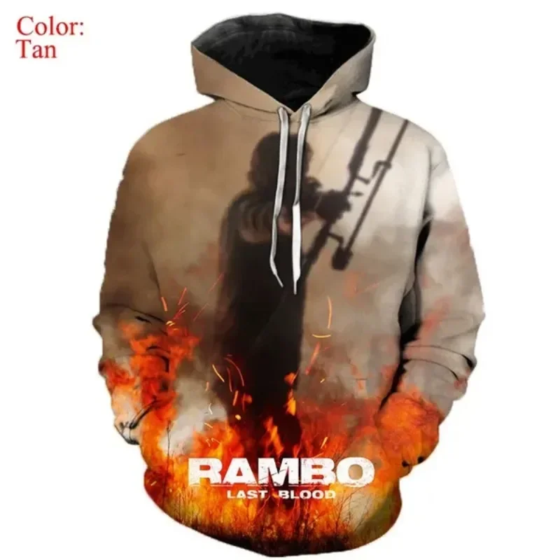 Movie Rambo: Last Blood Print 3D Hoodie Men Women\'s Autumn and Winter Rambo 3D Print Street Sweatshirt 3D Hoodie Casual Sweater