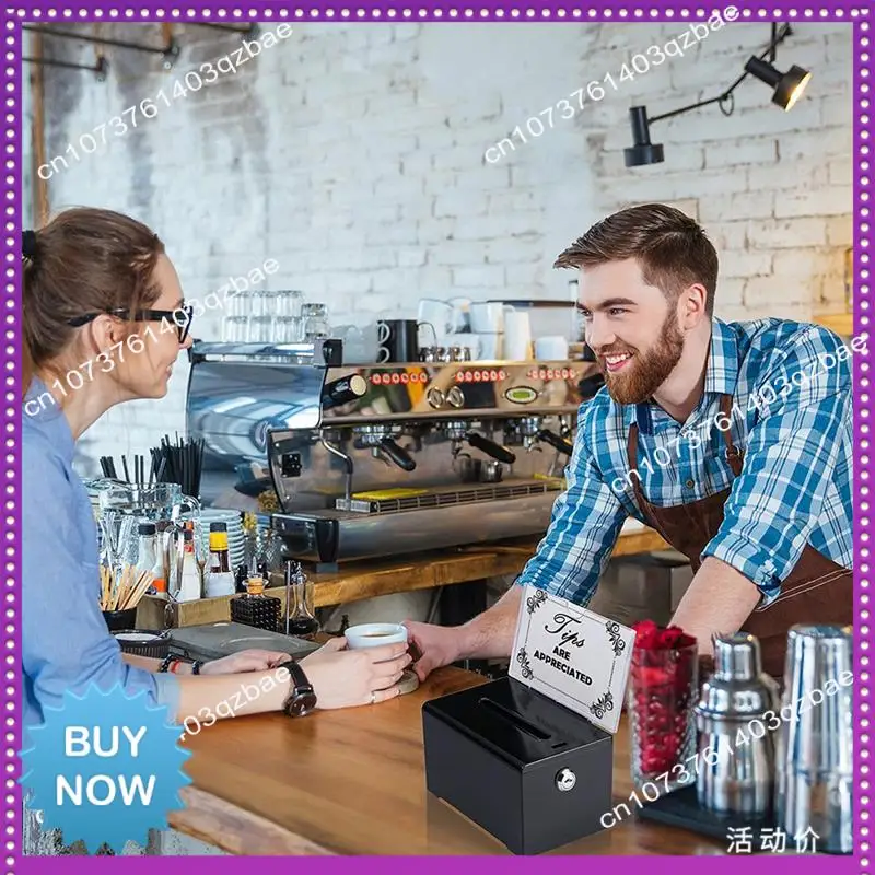 Caixa de doação de ltem quente com fechadura-caixa de sugestão de acrílico com slot, caixa de bloqueio de cédula com suporte de sinal para rifa, votação