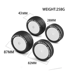 82&87mm 1/10 2WD RC Off-Road Buggy Car Rubber Tire Wheel for XRAY XB2 Serpent SRX2 SRX4 Traxxas Bandit Tekno EB410 Tamiya DT02