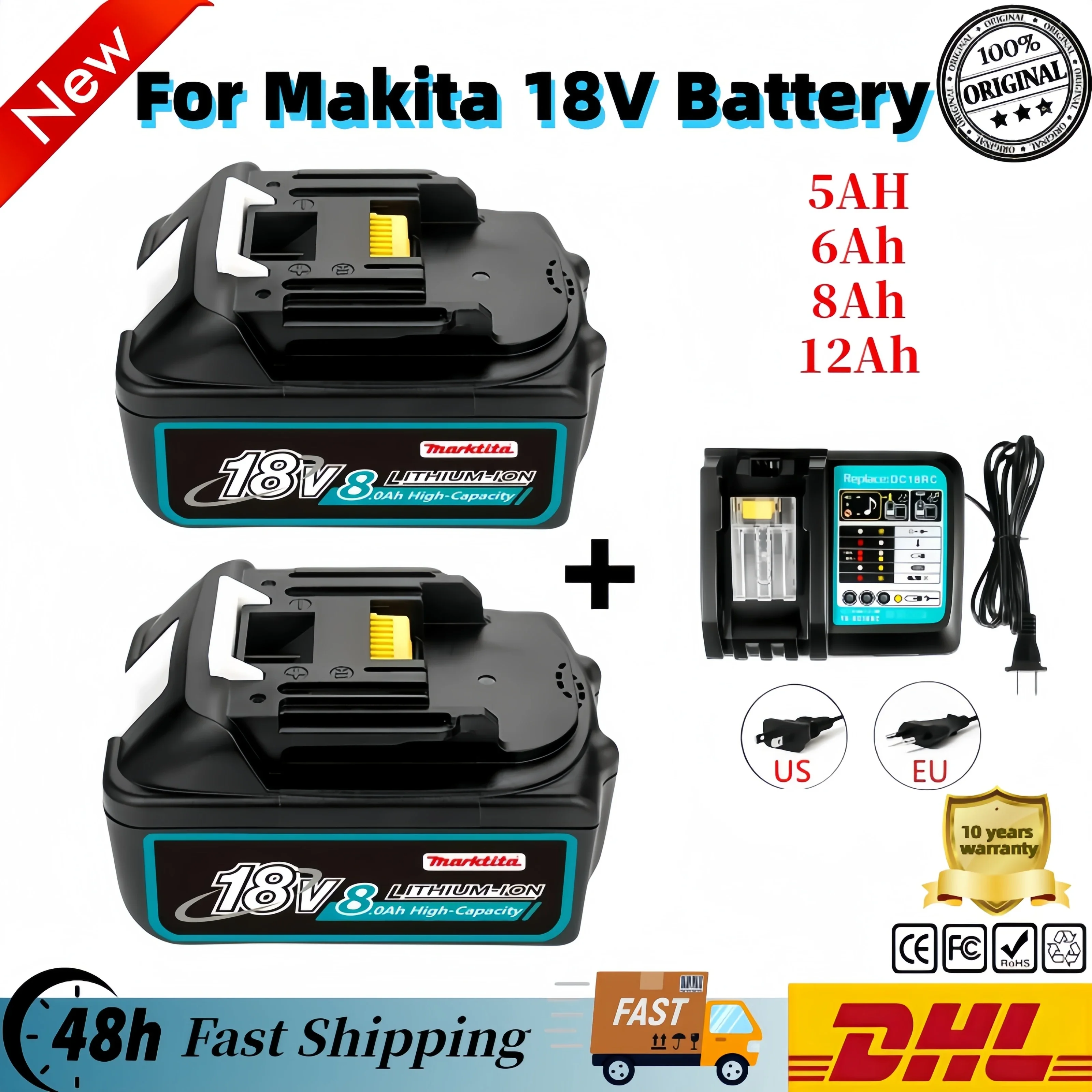 

For Makita Latest Upgraded BL1860 Rechargeable Battery 18 V 6000mAh Lithium 18V Battery BL1840 BL1850 BL1830 BL1860B LXT 400