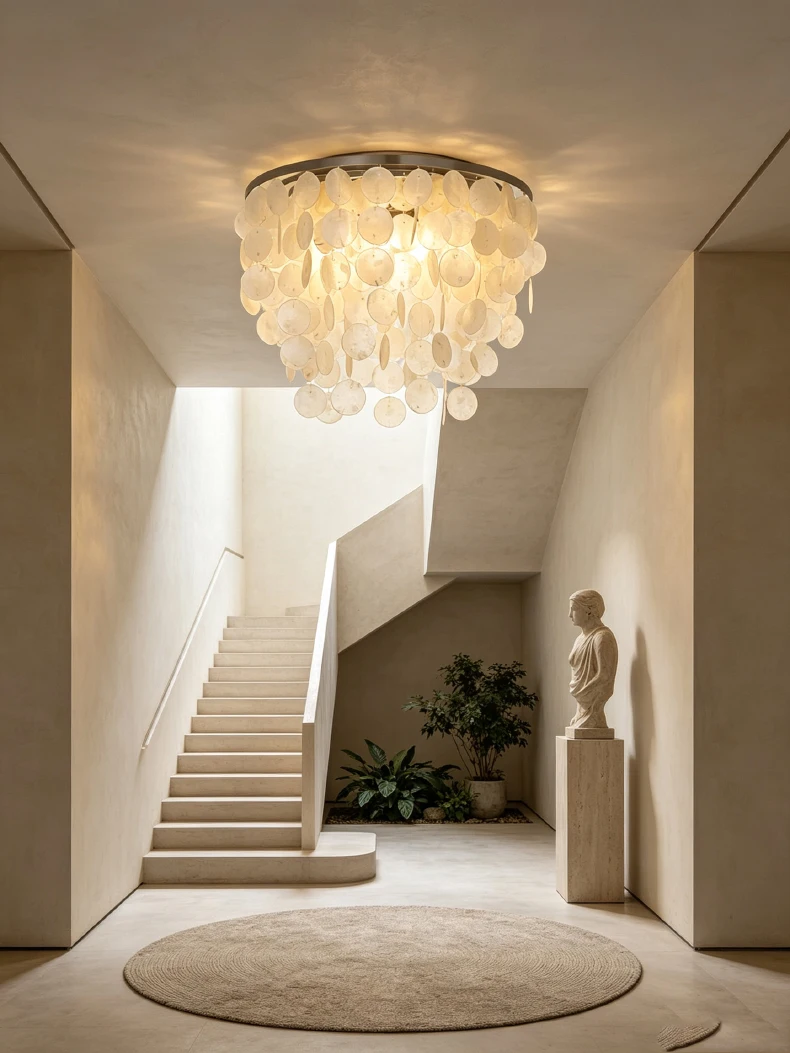 Romantic Shell LED Ceiling Light E27 Bulb Gold Metal Base