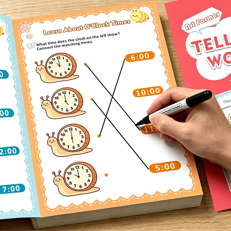 Telling Time Workbook for Kids Learn Clock Time Practice Activity Book Homeschool Kindergarten Math Learning Worksheets