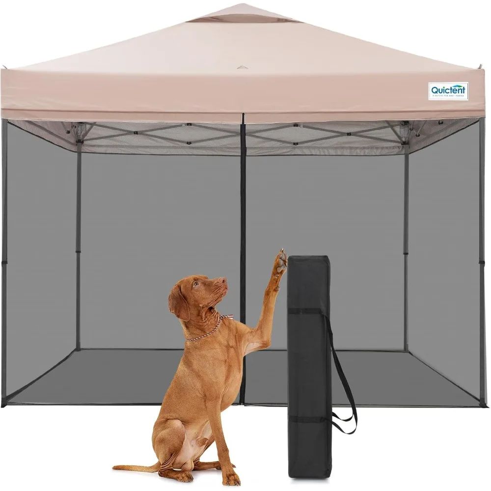 

10x10 Pop Up Screened Canopy Tent, Instant Setup Gazebo for 1 Person with Netting, Portable & Compact, Waterproof & UV