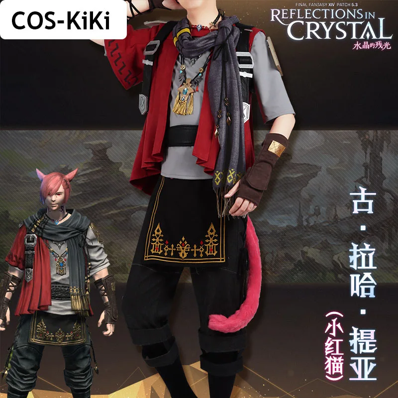 

COS-KiKi Game Final Fantasy 14 FF14 G'raha Tia Little Red Cat Reflections In Crystal Battle Suit Uniform Cosplay Costume
