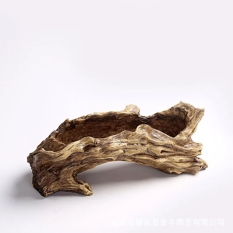 

Resin flower pots for home gardening Rustic Driftwood-Style Succulent Planter, Resin Log-Shaped Flower Pot for Indoor Plants