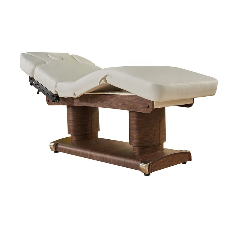 

Electric Massage Bed with 4 Motors, PU Leather Wood Frame, Spa Salon Bed, 200x76x65cm, Body Therapy, Adjustable Esthetician Bed