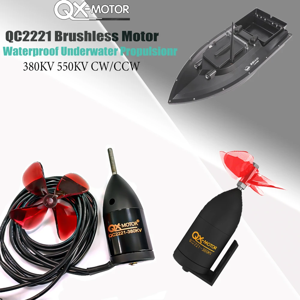 QX-MOTOR subacuático propulsionr impermeable QC2221 Motor sin escobillas uso 50A ESC para hacer nido barco de red tirando barco modelo de barco RC
