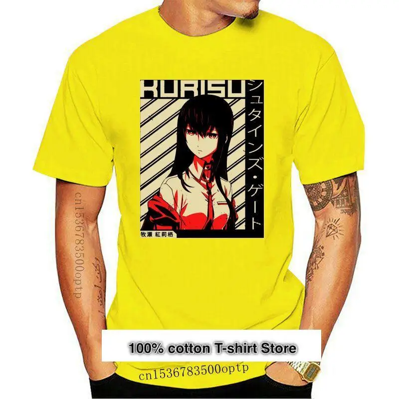 Camiseta roja de Steins Gate para hombres, camisa de Anime, ropa de calle Harajuku, de algodón