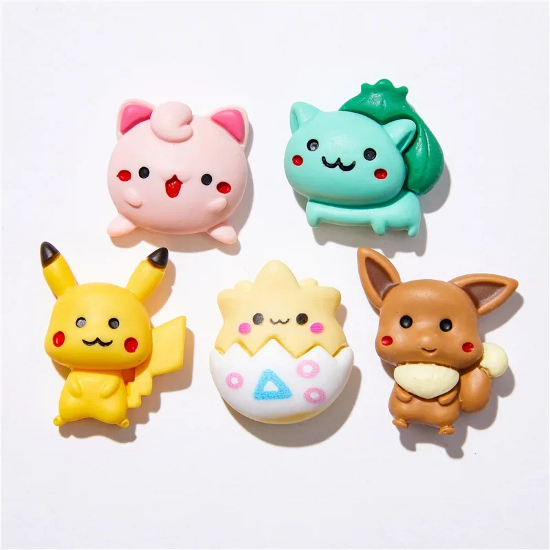 5pcs Cartoon Animals Pokemon Cute Pikachu Flatback Resin Charms Crafts Embellishments Diy Cabochons Decoration Accessories