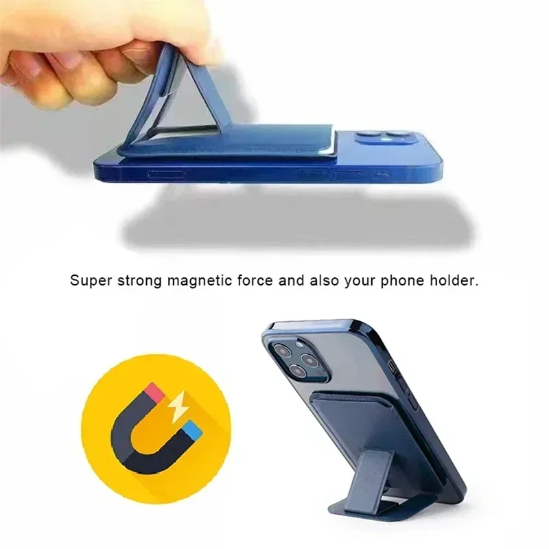 강력한 자석 휴대폰 거치대 가죽 지갑, Magsafe 아이폰 16 15 Pro Max Mag Safe 카드 수납 포켓 포함
