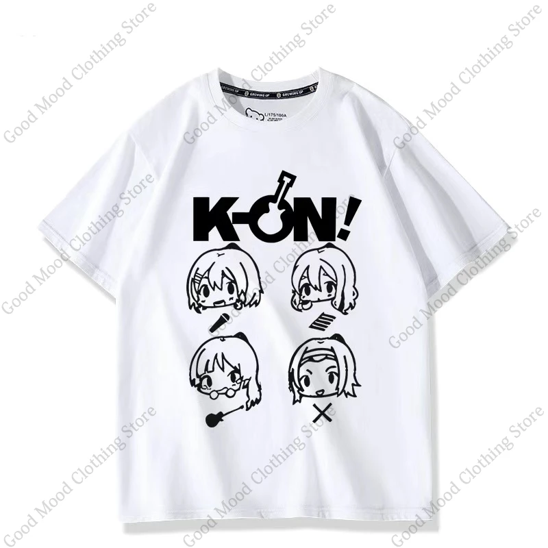 ¡Anime K-ON! Camiseta K ON Hirasawa Yui Akiyama Mio con estampado de dibujos animados, camisetas de manga corta de algodón de alta calidad para hombres y mujeres