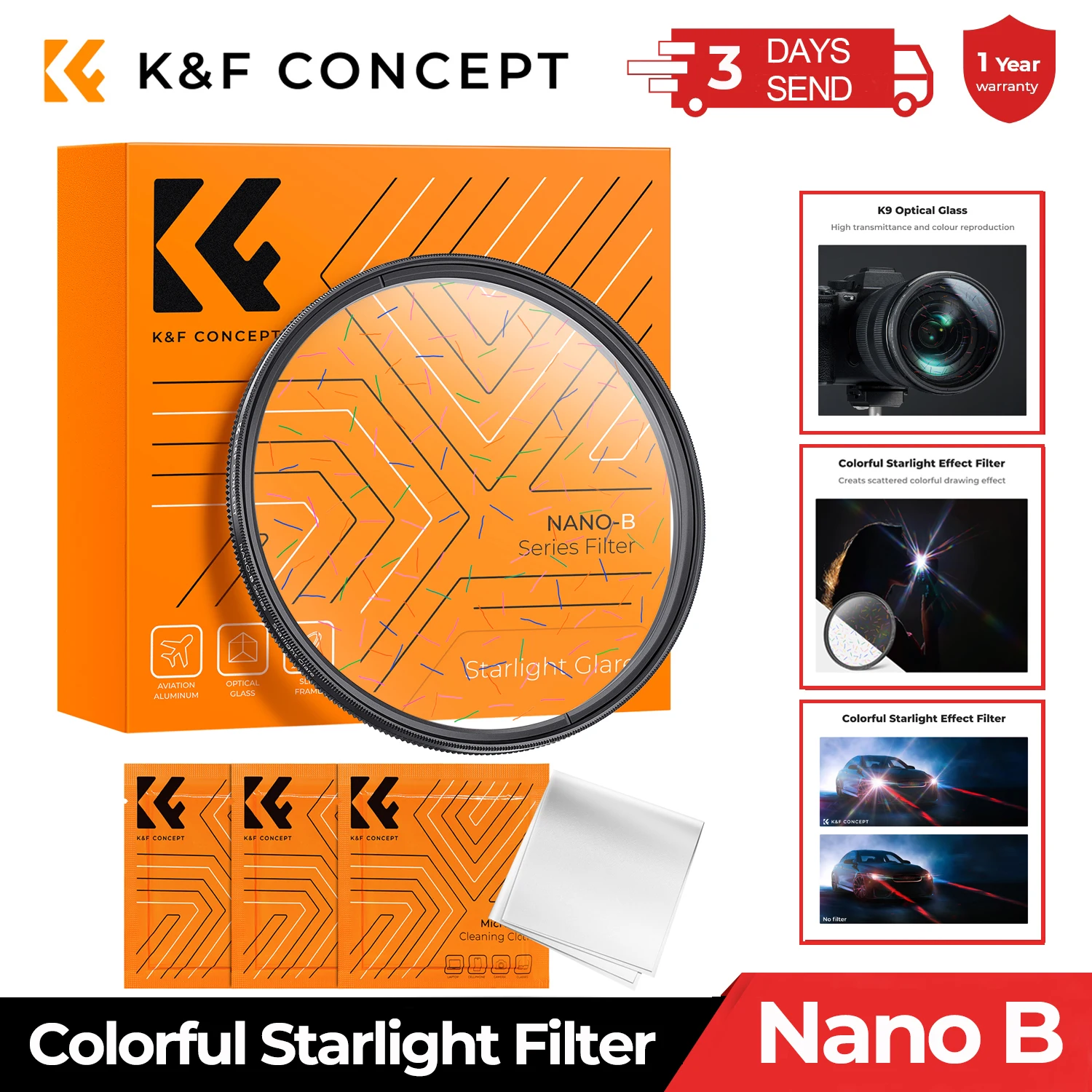 

K&F Concept 49-82mm Colorful Streak Filter Starlight Dreamy Creative Special Effects Optical Glass Lenses Filter For Nikon Canon