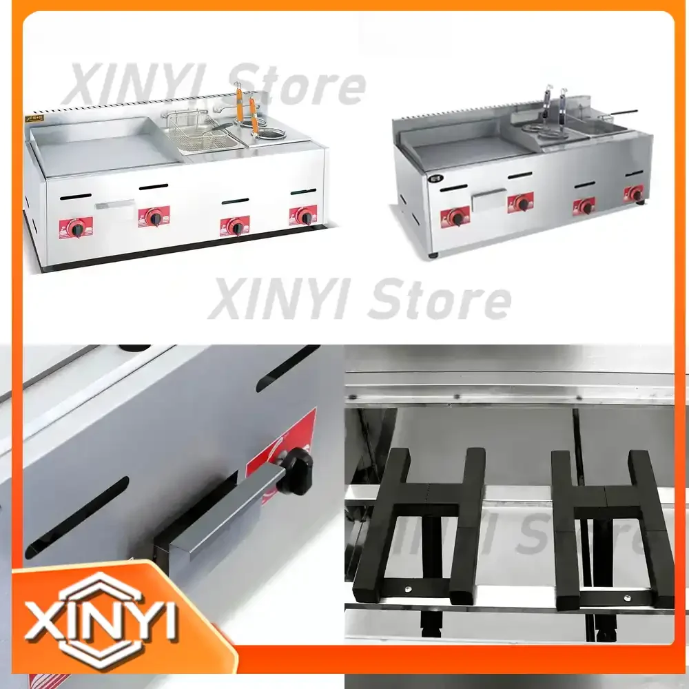 4-Burner Commercial Mobile Baking Tray for Industrial Service Restaurant Wholesale Stainless Steel Semi-Iron Plate Semi-Fried