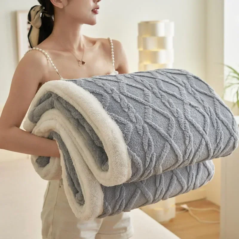 New Tafu Fleece Water Cube Blanket Nap Sofa Flannel Milk Fleece Double Thickened Blanket Light, gentle and warm