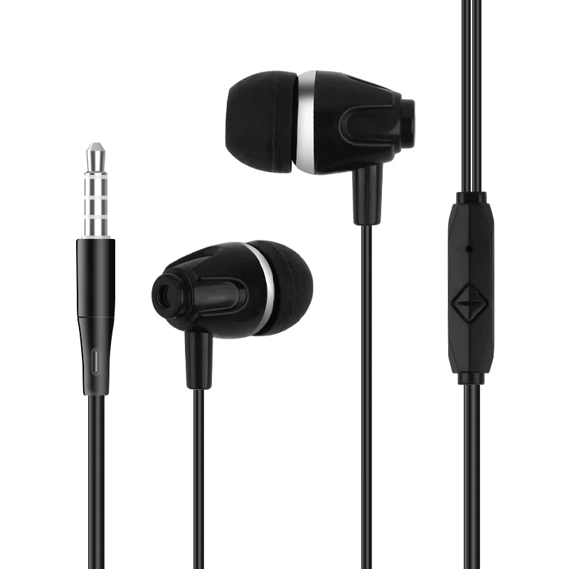 Wired 3.5mm Headset Wired Sports Bass Stereo Earphone In-ear Volume Control Hands Free For Smart Phone With Mic