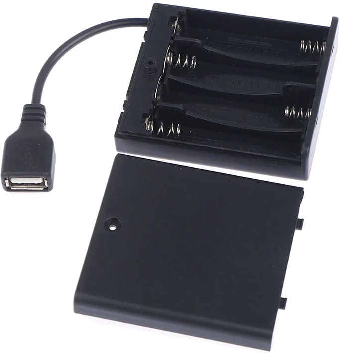 4 × صندوق بطارية USB AA لأضواء شريط LED 5 فولت مزود طاقة صغير USB