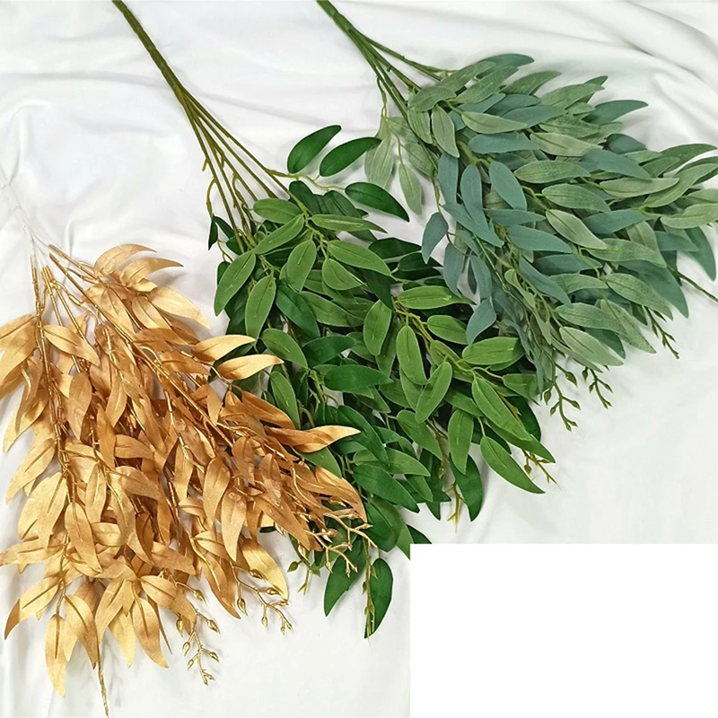 Artificial Leaves Bouquet Fake Willow Jungle Wedding Backdrop Decoration Christmas Faux Foliage Vine Party Home Decor Plant Xmas
