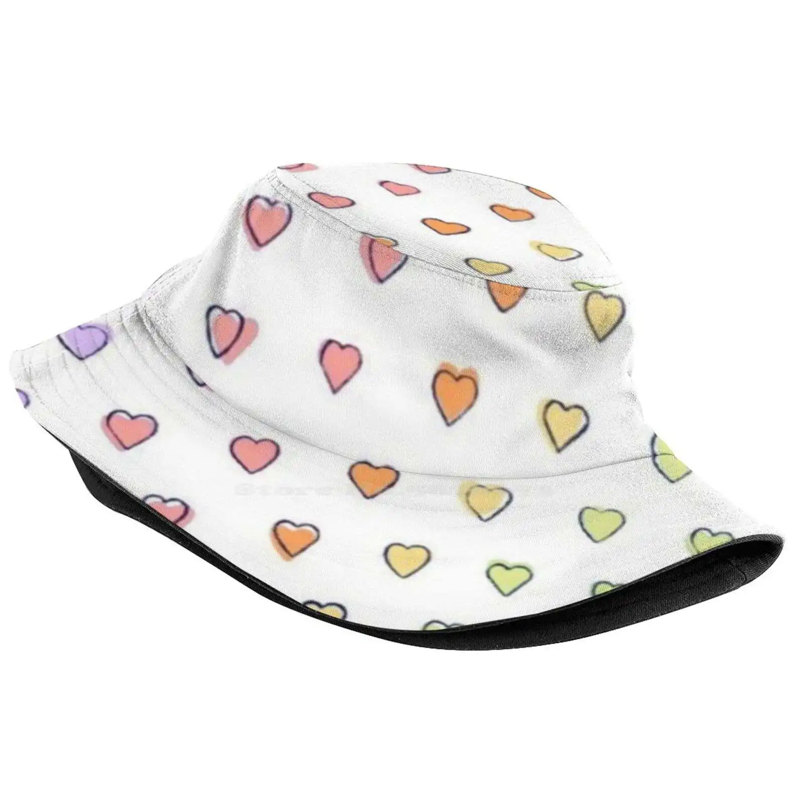 Preppy Hearts Sun Cap Fisherman Hat Bucket Hats Color Rainbow Preppy Hearts Preppy Monkeys Girly Vsco Love