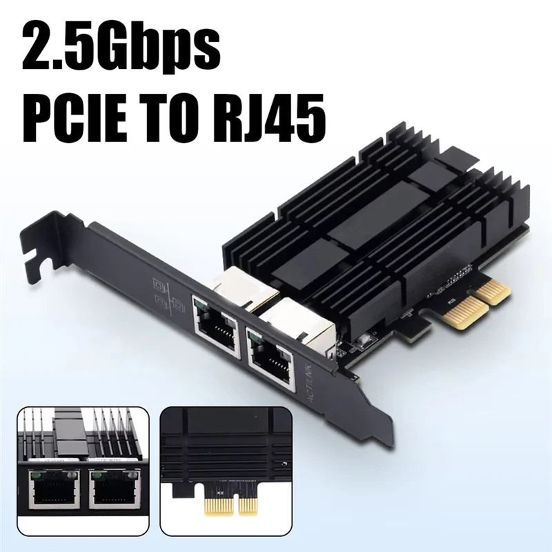 بطاقة شبكة ABDE-Gigabit Dual Ports Pcie، محول 2.5G Ethernet 2500Mbps لسطح المكتب