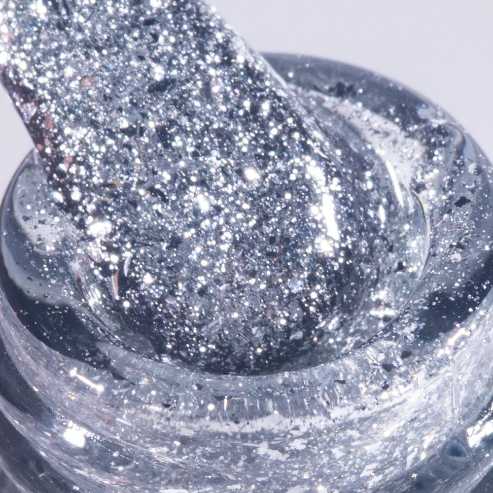 KODIES GEL Platinum Silver Glitter Top Coat Nails Gel Polish 15ML Semi Permanent UV Sparkle Shine Manicure Nail Salon Gel Finish