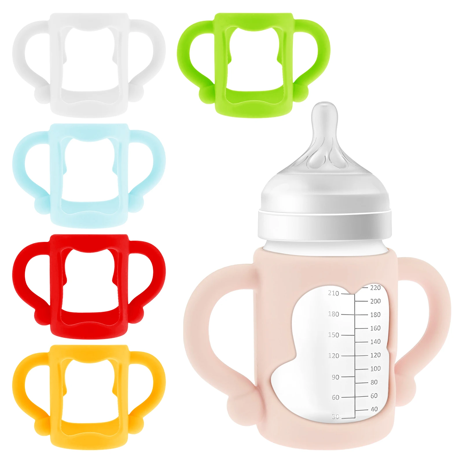 

6 Packs Silicone Sleeves Non-slip Baby Bottles Handles Anti Breakage Easy Grip Transitional Sippy Cup Handles for Baby Daily Use