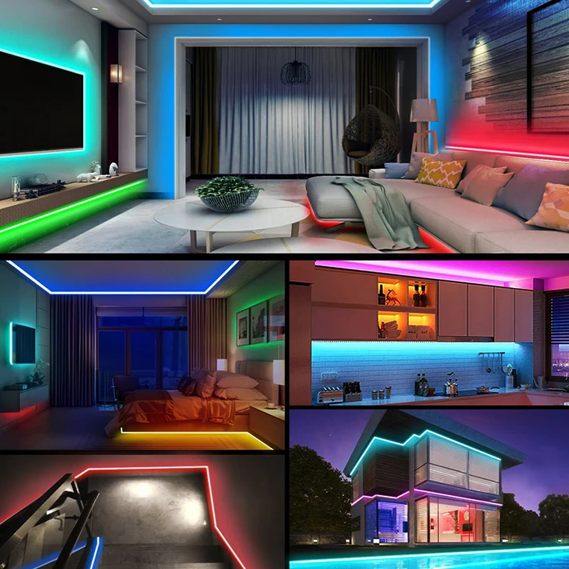 Led Strip Lights For Bedroom Bluetooth Wifi Google Home Rgb Led Tape Lights Smart Remote Control 44Key RGB Led Lights Christmas