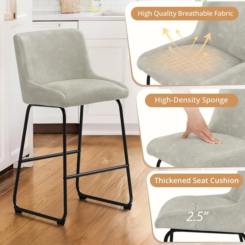 

4-Piece 26" Counter Height Bar Stools Set – Faux Leather Upholstered, Comfortable Seats with Backrest