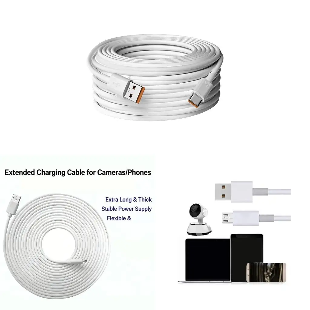  Power Charging Extension Cable MicroUSB And Type C Connectors For Monitoring Equipment And Mobile Phones