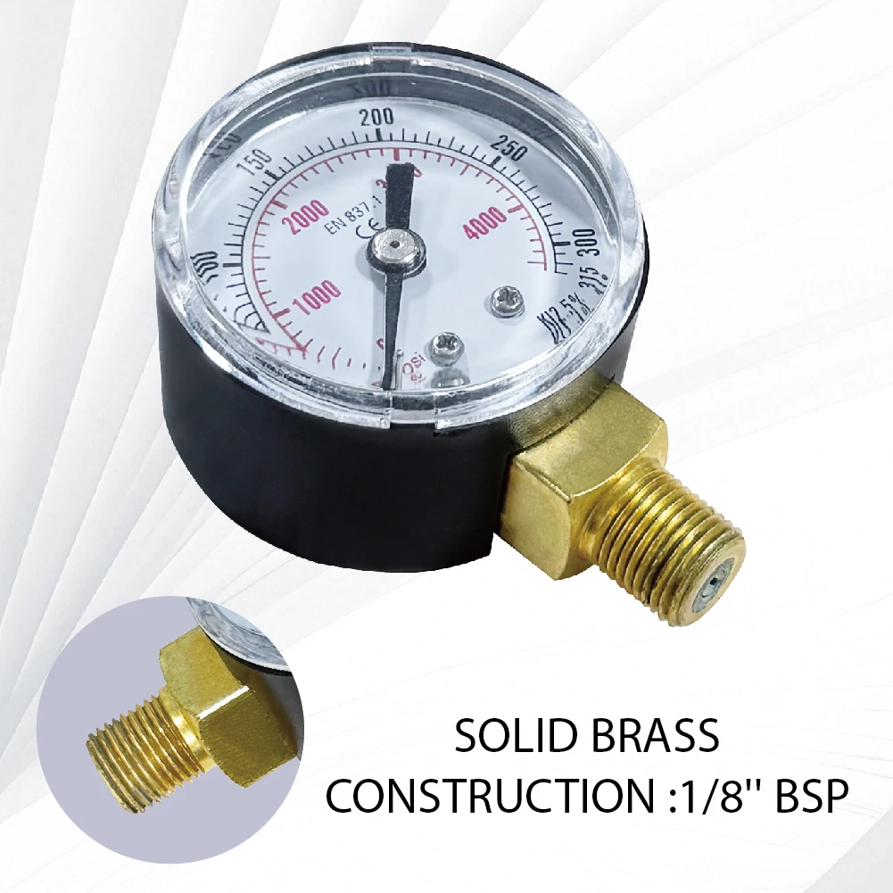 

315Bar High Pressure Gauge with 1/8''BSP Bottom Mount Iron Case for FX Accessories and Pump Valves