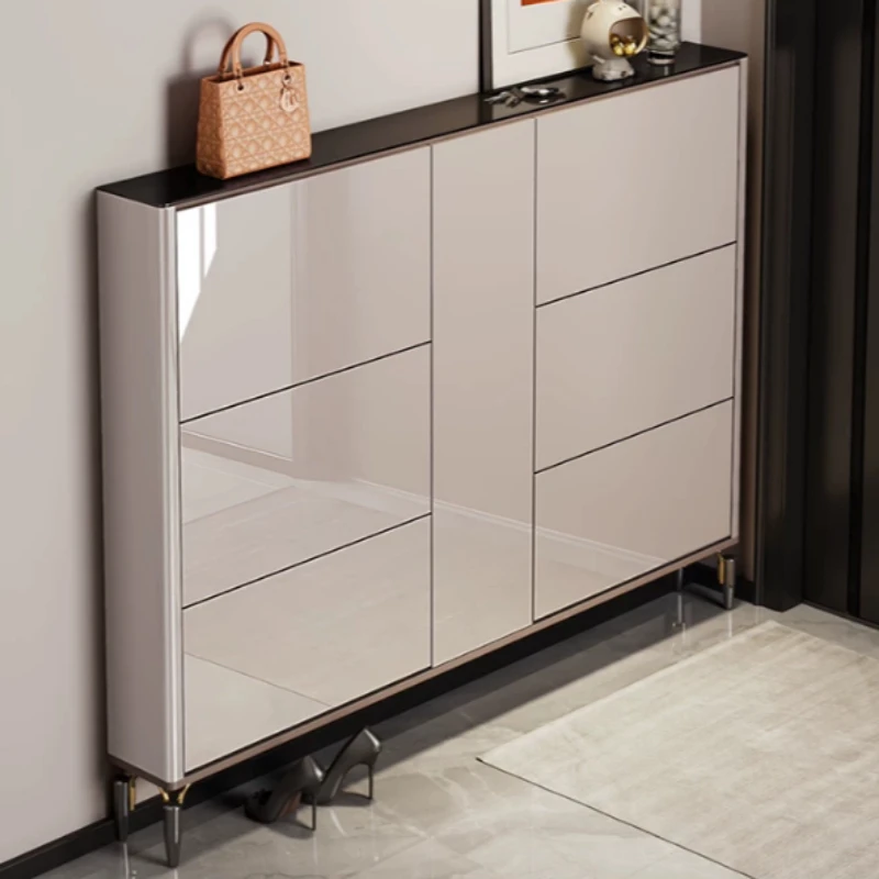 Salon Slim Shoe Cabinet Luxury Space Saving Hidden Dividers Shoe Cabinet Unit Small Organizador De Zapatos Home Furniture