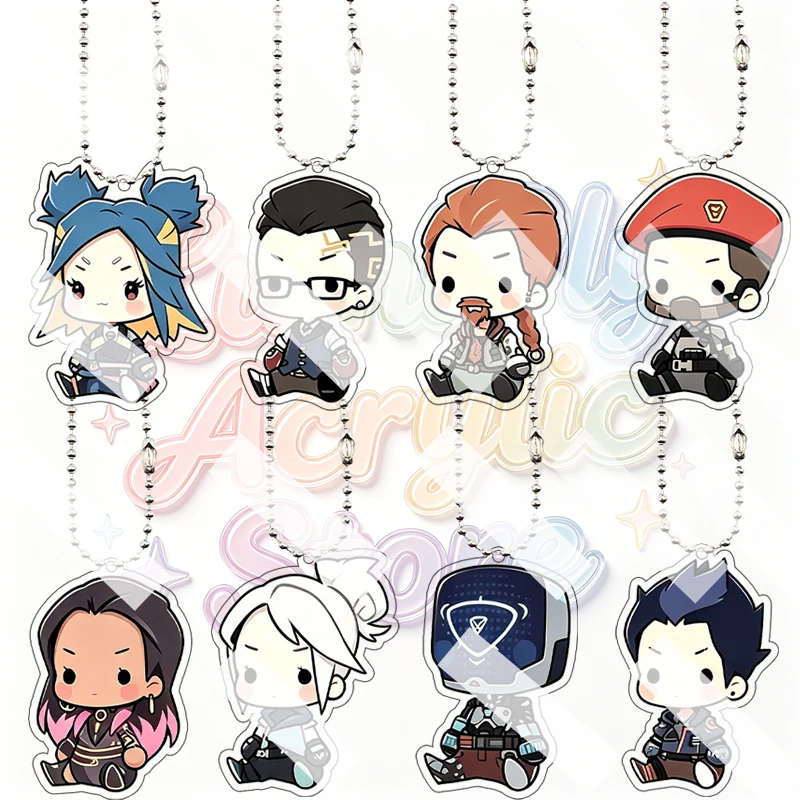Valorant Game Acrylic Keychain Pendant Anime Cartoon Cute Jett Sage Raze Q Version Gaming Backpack Ornament Accessory Gifts Toys