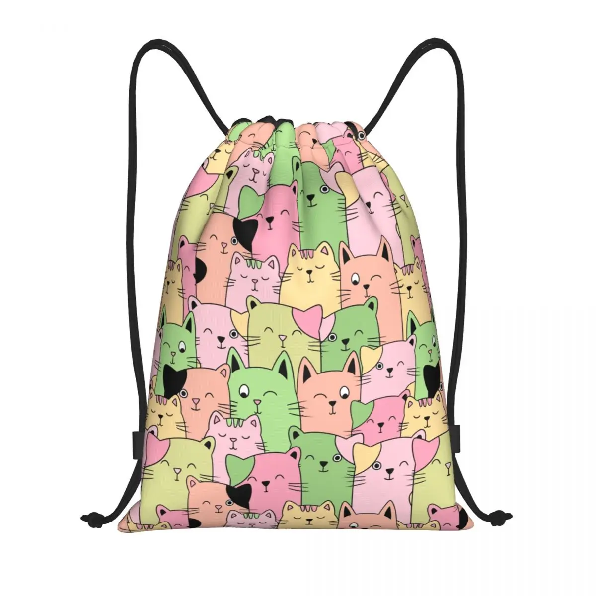 

Custom Kawai Cats Drawstring Bag Men Women Lightweight Cute Animal Kitten Sports Gym Storage Backpack