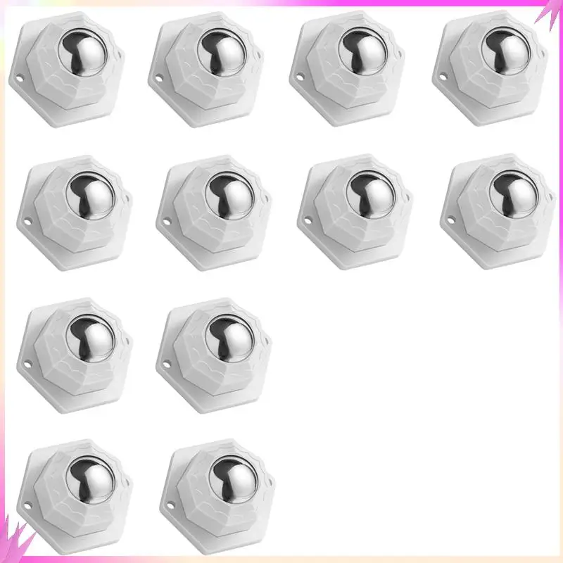 Roda Kastor Mini B50C Untuk Peralatan Kecil, Roda Kastor Perekat, Rol Baja Tahan Karat (12 PCS, Putih) Mudah Dipasang